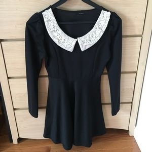 Mini black dress with peter pan collar